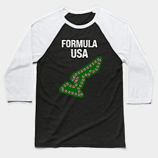 Formula USA Racing Circuit Car Map Grand Prix Race Baseball T-Shirt